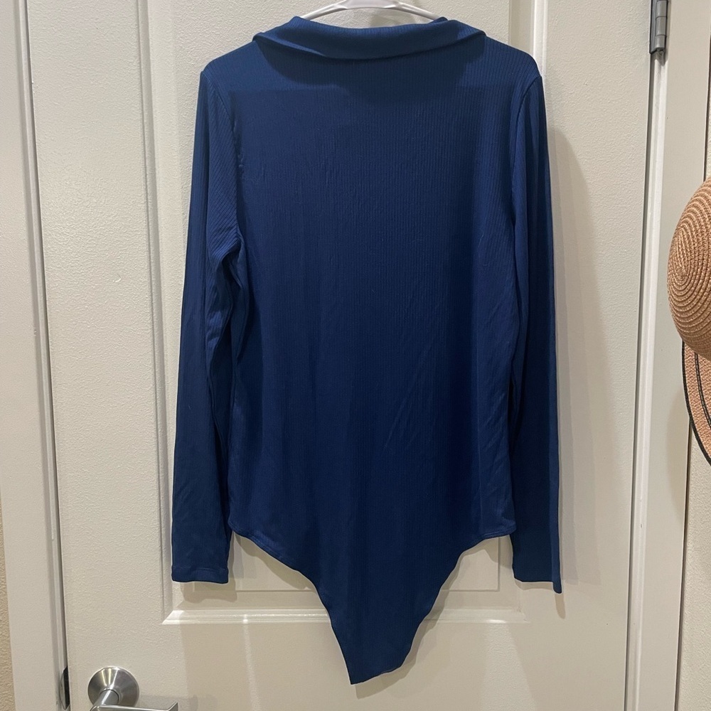 NEW…Violets and Roses Ribbed Knit Collared Bodysuit - Picture 4 of 4